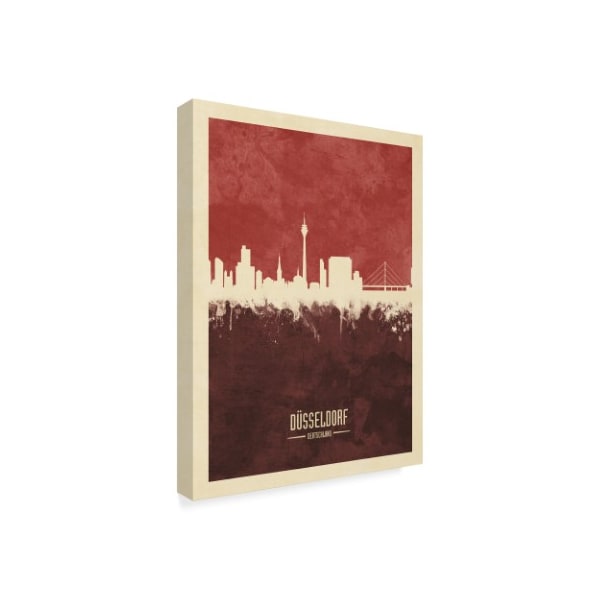 Michael Tompsett 'D�sseldorf Germany Skyline Red Ii' Canvas Art,18x24